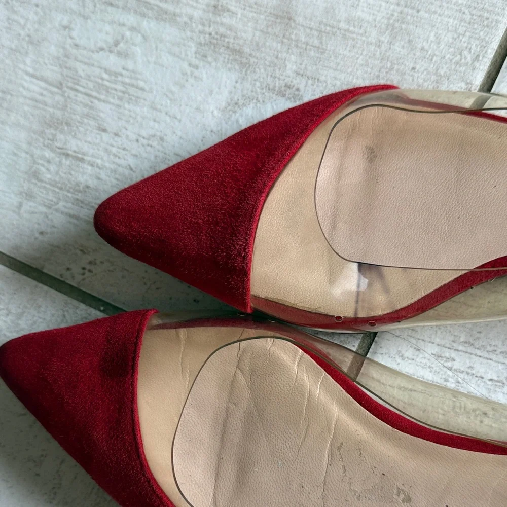 RAYE Red Suede Pointed Flats - Picture 8 of 8